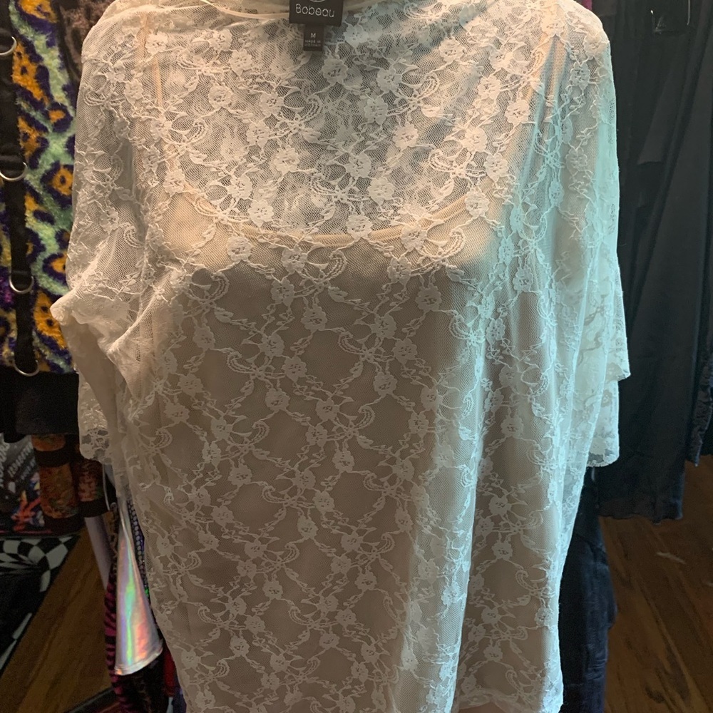 🤑Bobeau Blue Flutter Sleeve Blouse Relaxed Fit